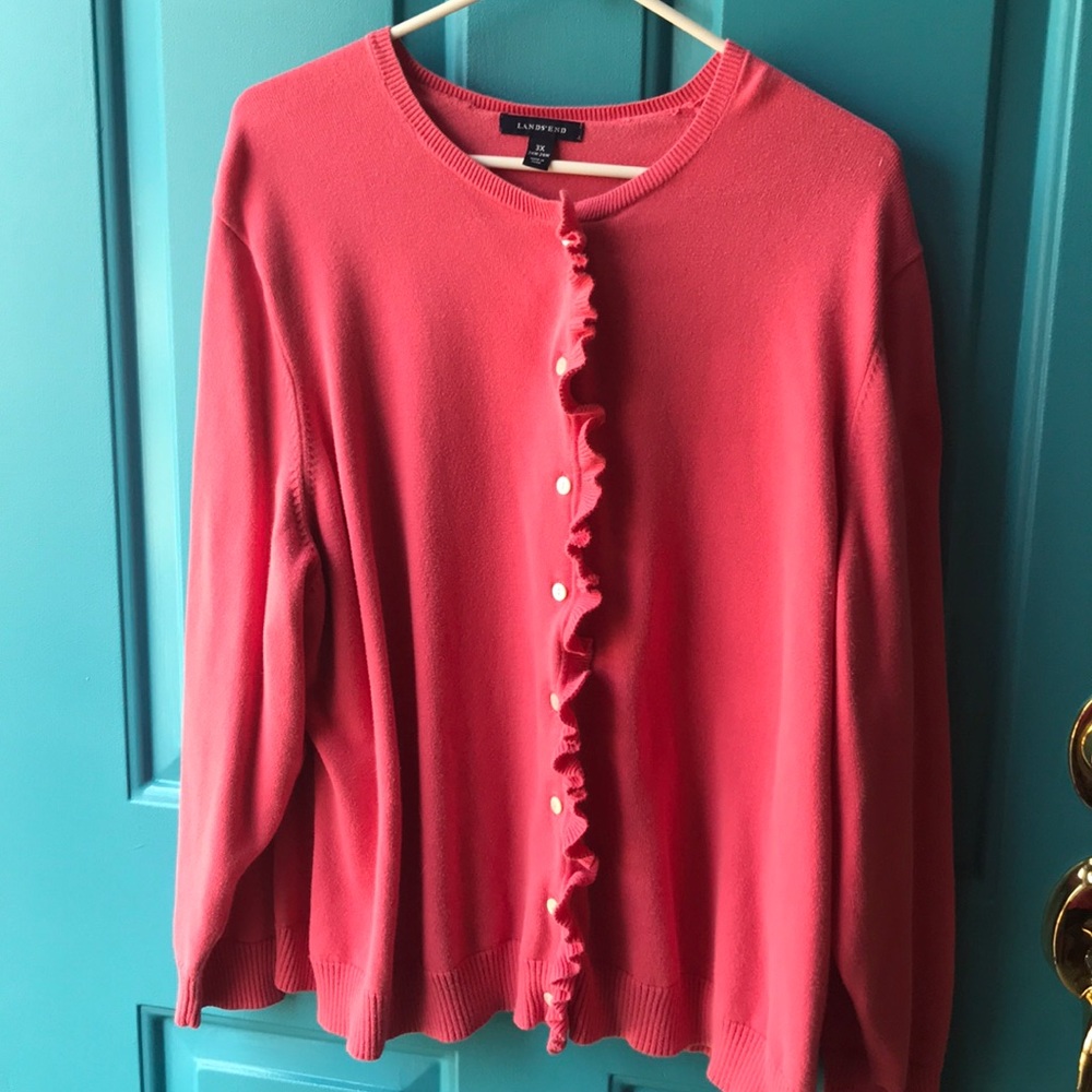 Land’s End ruffle front cardigan